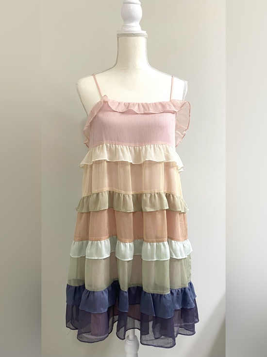 Storia Dresses & Skirts - Storia Womens S Pastel Chiffon Ruffle Dress Boho Fall Fairy Cottagecore Feminine